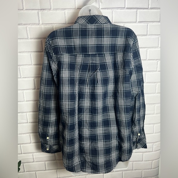 STYLE & CO boyfriend plaid blue long sleeve navy blue -white button down shirt/M - Picture 7 of 9